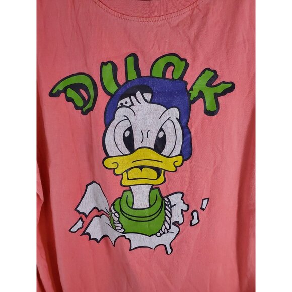 Vtg Cutie Chic Shop Pink Donald Duck Longline T-Shirt Grunge 90s Oversized - Picture 2 of 7